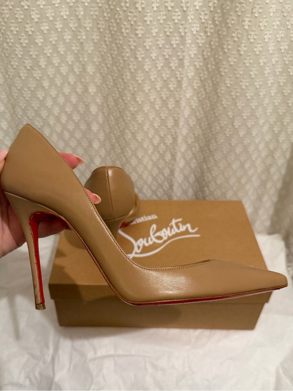 Christian Louboutin Nude d’Orsay Pointed-Toe Stiletto Pumps - Picture 11 of 15